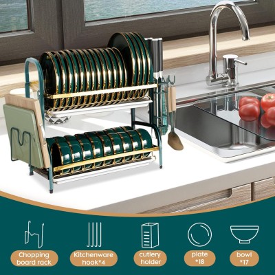 مصفاة أطباق فاخرة مقاومة للصدأ بتصميم عصري وسعة تخزين كبيرة