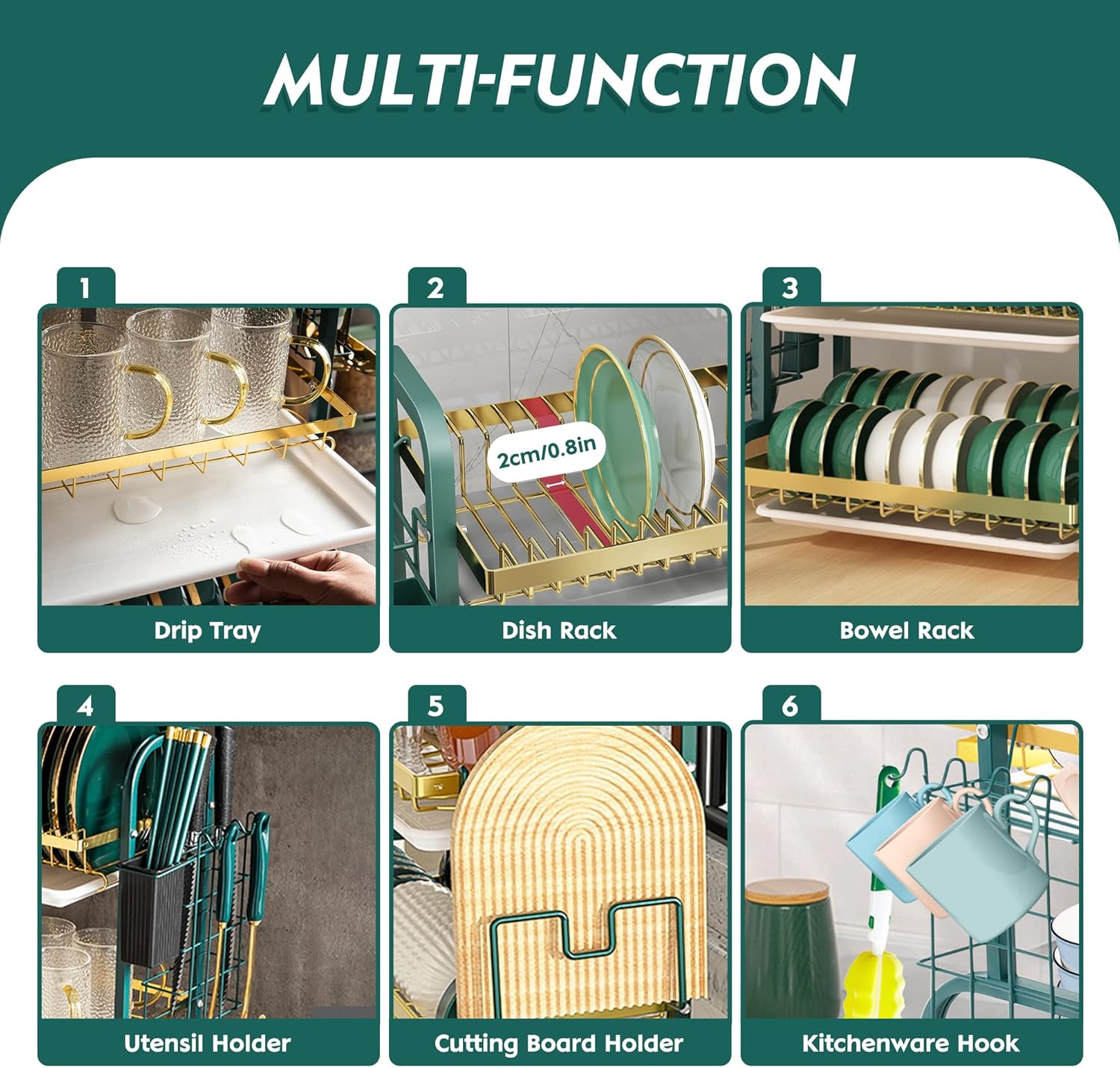 مصفاة أطباق فاخرة مقاومة للصدأ بتصميم عصري وسعة تخزين كبيرة
