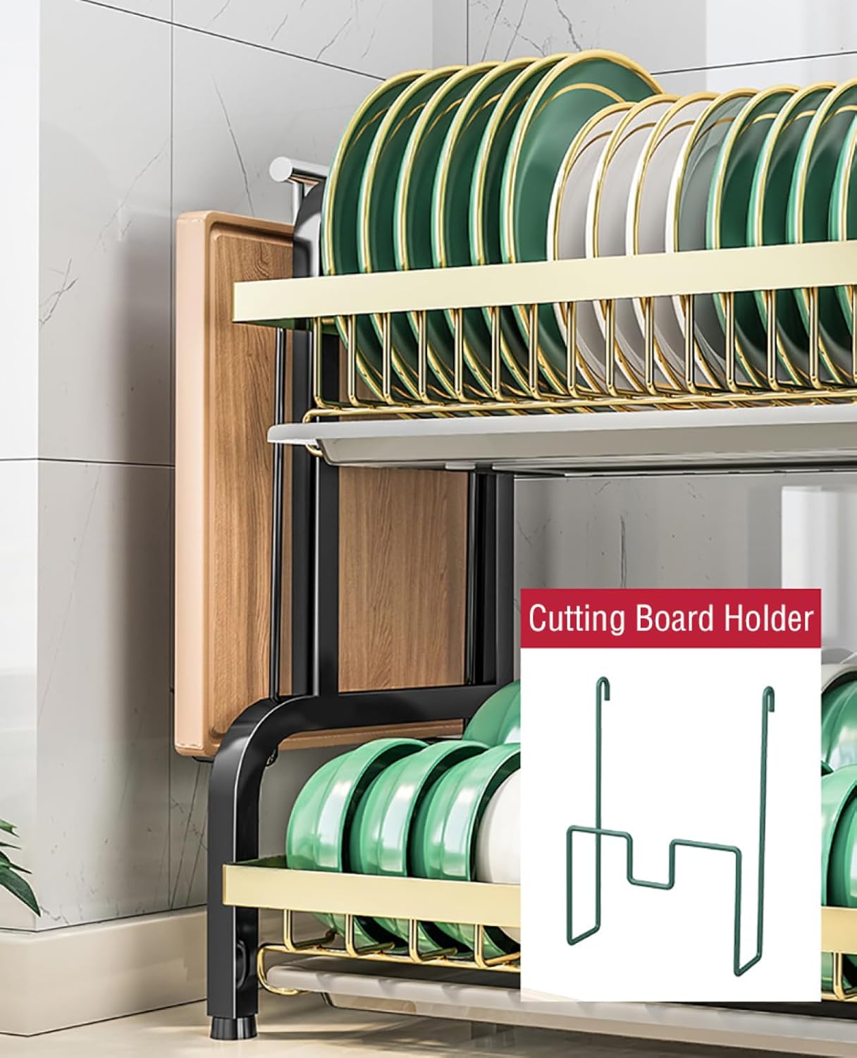 مصفاة أطباق فاخرة مقاومة للصدأ بتصميم عصري وسعة تخزين كبيرة