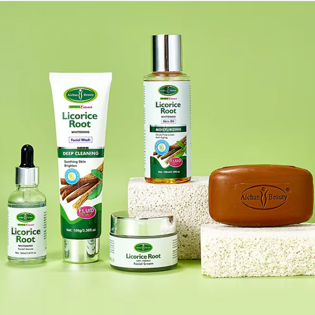 مجموعة العناية بالبشرة من عرق السوس: حلك الأمثل لترطيب وتفتيح