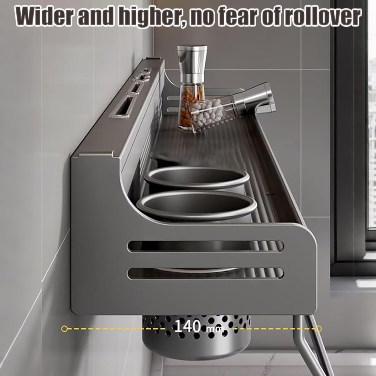 رف توابل معلق للمطبخ متعدد الاستخدام | منظم بهارات معدني قوي