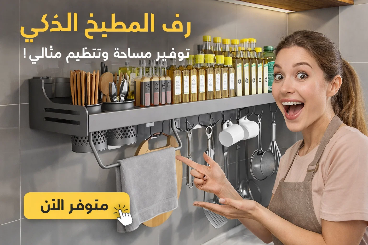 رف توابل معلق للمطبخ متعدد الاستخدام | منظم بهارات معدني قوي