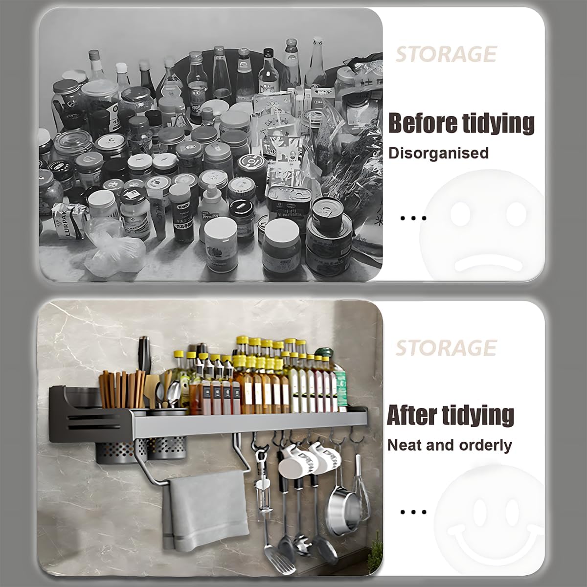 رف توابل معلق للمطبخ متعدد الاستخدام | منظم بهارات معدني قوي