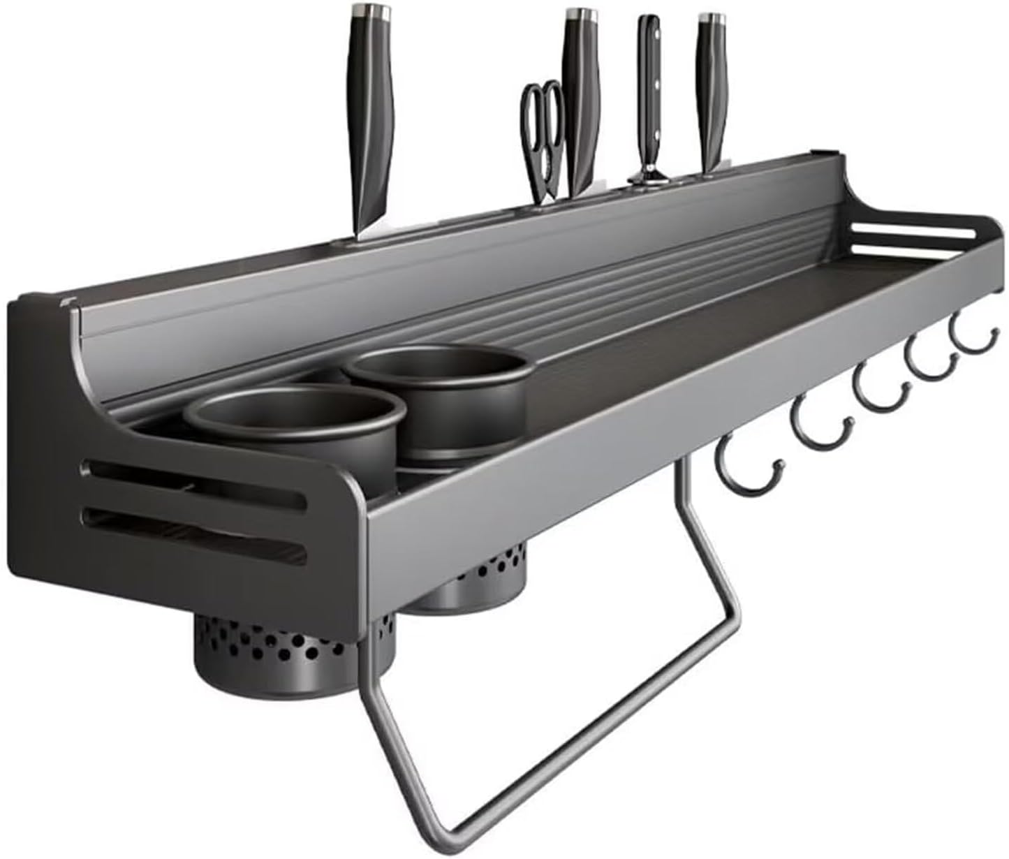 رف توابل معلق للمطبخ متعدد الاستخدام | منظم بهارات معدني قوي